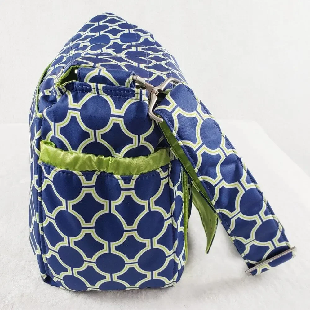 Ju-Ju-Be Diaper Bag Better Be in Royal Envy Blue White Multi Pocket Adjustable